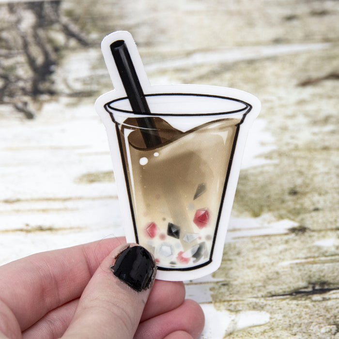 Dice Boba Tea Keychain & Sticker Gift Set